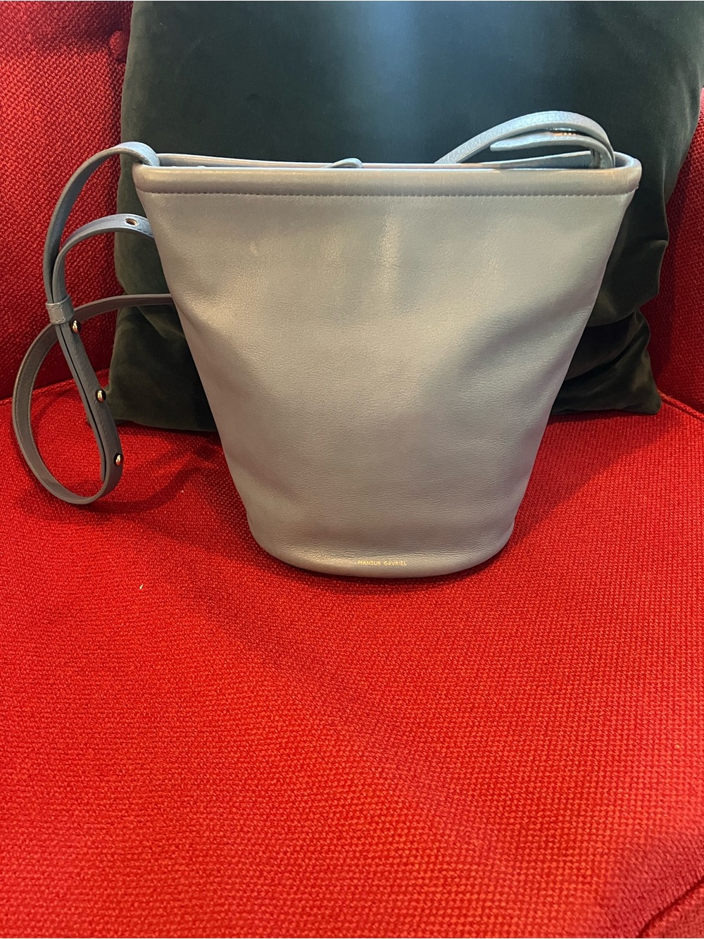 Mansur Gavriel Medium Light Blue Leather Bucket Bag